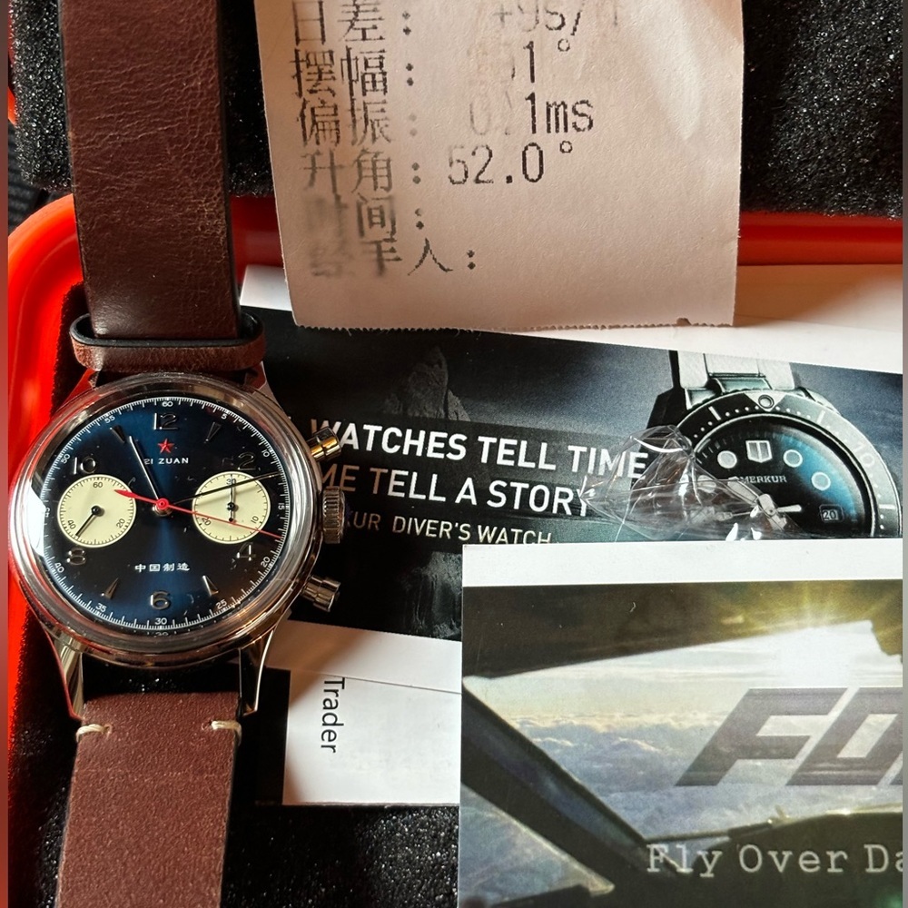 FOB Chronograph, Stainless Steel, Smoked blue dial, 38 mm